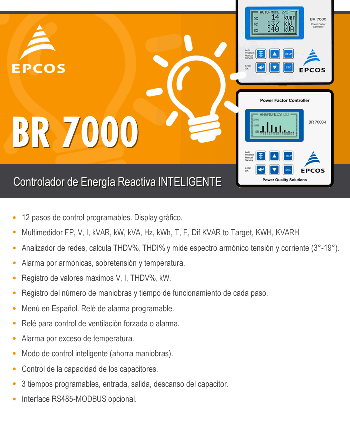 BR 7000 Controlador de Energía Reactiva Inteligente 