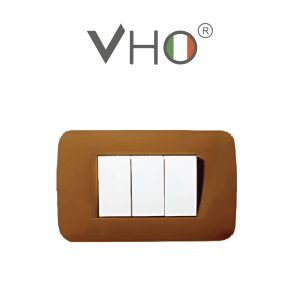 PLAQUETA VHO 3 MODULOS MARRON BR