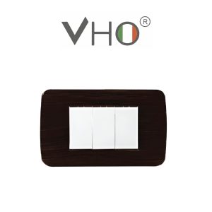 PLAQUETA VHO 3 MODULOS MADERA NEGRA WB