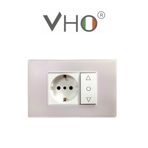 PLAQUETA VHO 3 MODULOS VIDRIO BLANCO PERLA