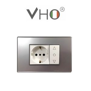 PLAQUETA VHO 3 MODULOS VIDRIO GRIS