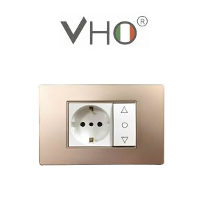 PLAQUETA VHO 3 MODULOS ALUMINIO DORADA