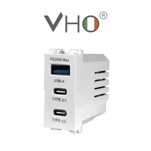 MOD VHO CARGADOR 1 USB 2 TIPO C 2.1A BLANCO