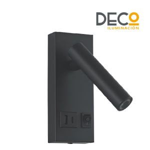APLIQUE LED 1W C/LLAVE Y USB CALIDO 6982NEGR