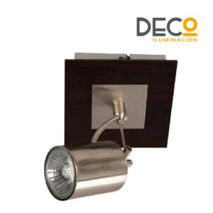 SPOT CON BASE MADERA Y NIKEL GU10