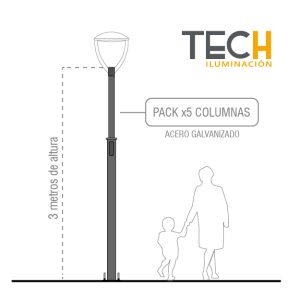 PACK x5 COLUMNAS VIALES DE 3 METROS C/ REGISTRO
