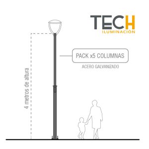 PACK x5 COLUMNAS VIALES DE 4 METROS C/ REGISTRO