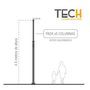 PACK x5 COLUMNAS VIALES DE 4.5 METROS C/ REGISTRO