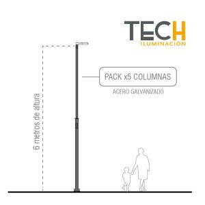 PACK x5 COLUMNAS VIALES DE 6 METROS C/ REGISTRO