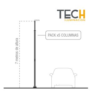 PACK x5 COLUMNAS VIALES DE 7 METROS C/ REGISTRO
