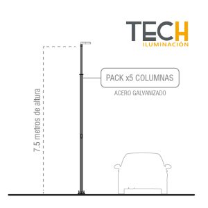 PACK x5 COLUMNAS VIALES DE 7.5 METROS C/ REGISTRO