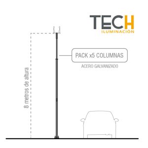 PACK x5 COLUMNAS VIALES DE 8 METROS C/ REGISTRO