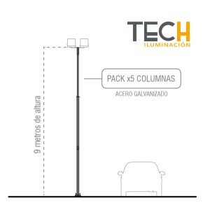 PACK x5 COLUMNAS VIALES DE 9 METROS C/ REGISTRO