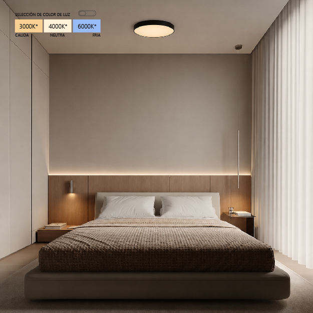 PLAFON LED 36W REDONDO BACK LIT NEGRO 3CCT MILANLUX - Imagen 3